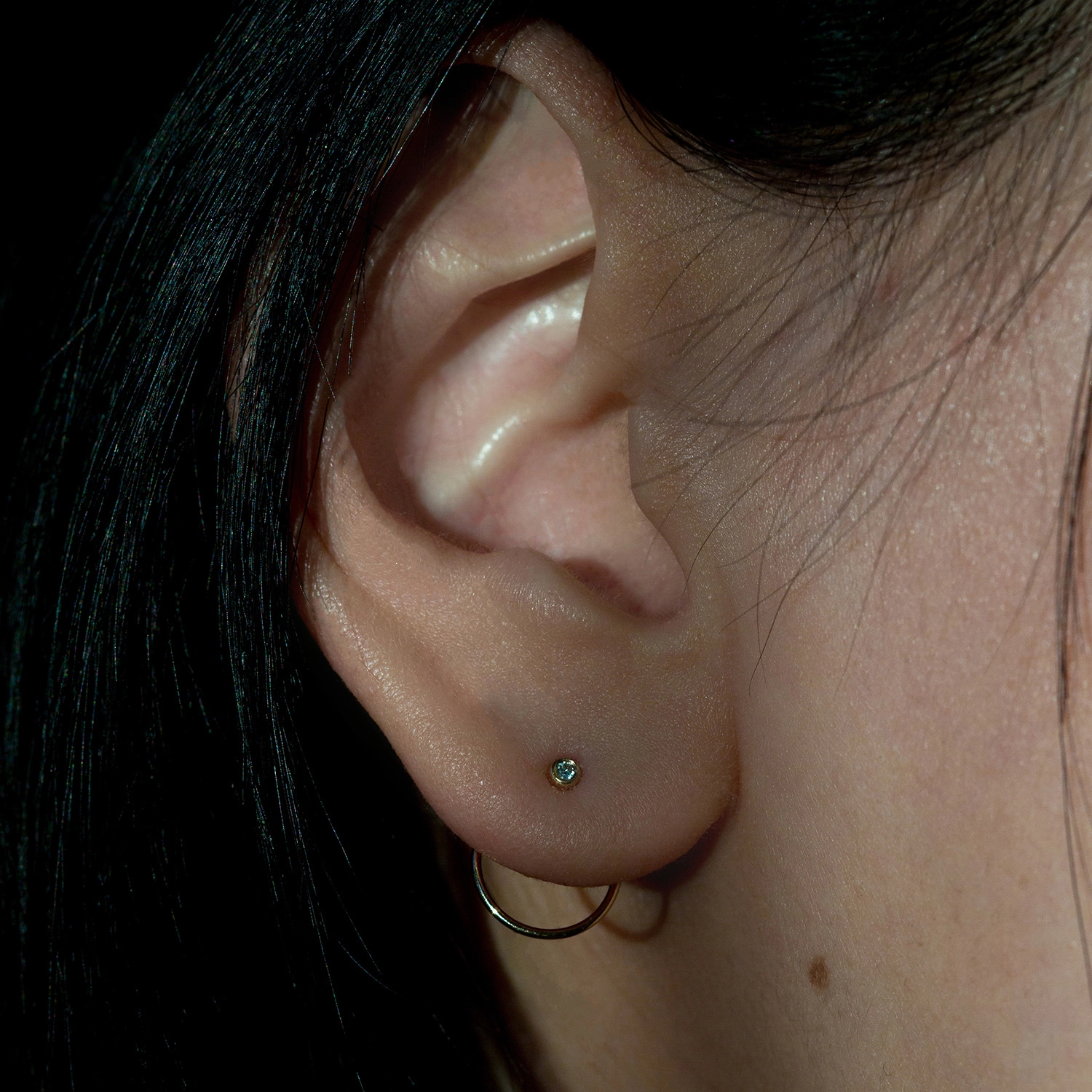 Diamond Ear Nut Earring, Yellow Gold (single) 