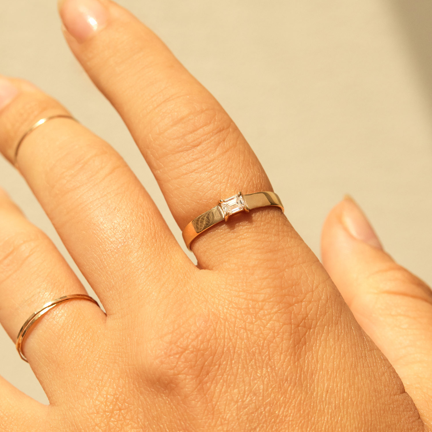 Emerald Cut Diamond Tomboy Ring 