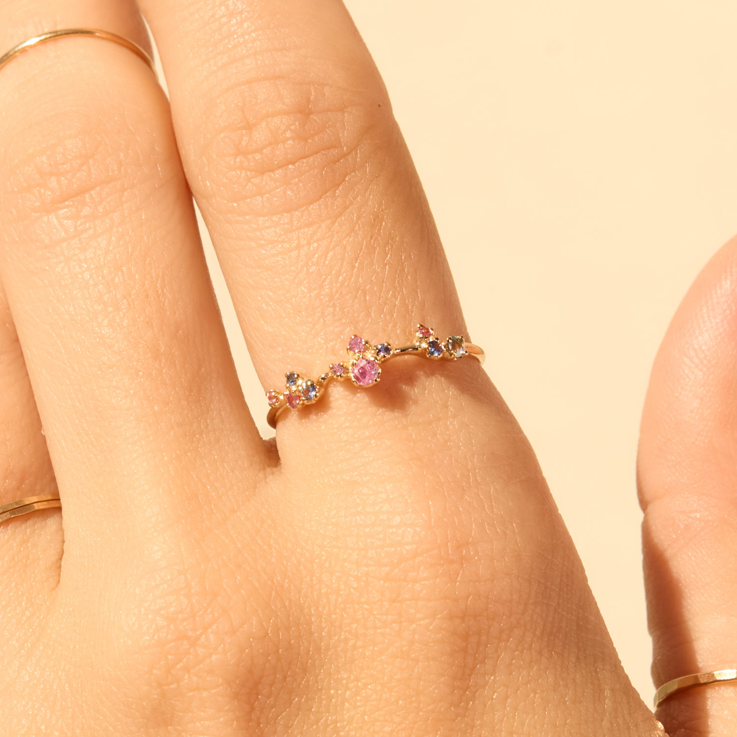 Little Pink & Blue Sapphire Sparkler Ring 
