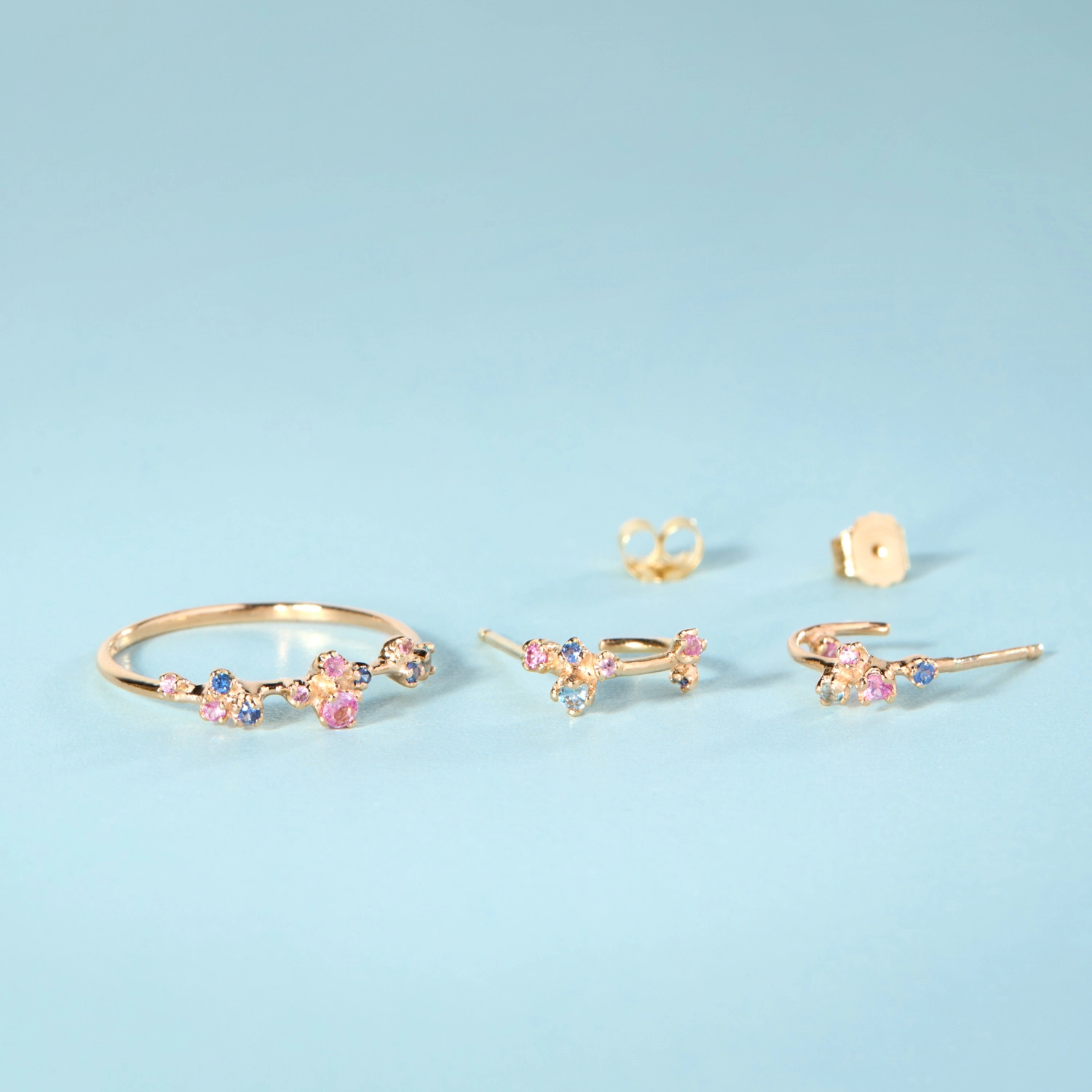 Little Pink & Blue Sapphire Sparkler Ring
