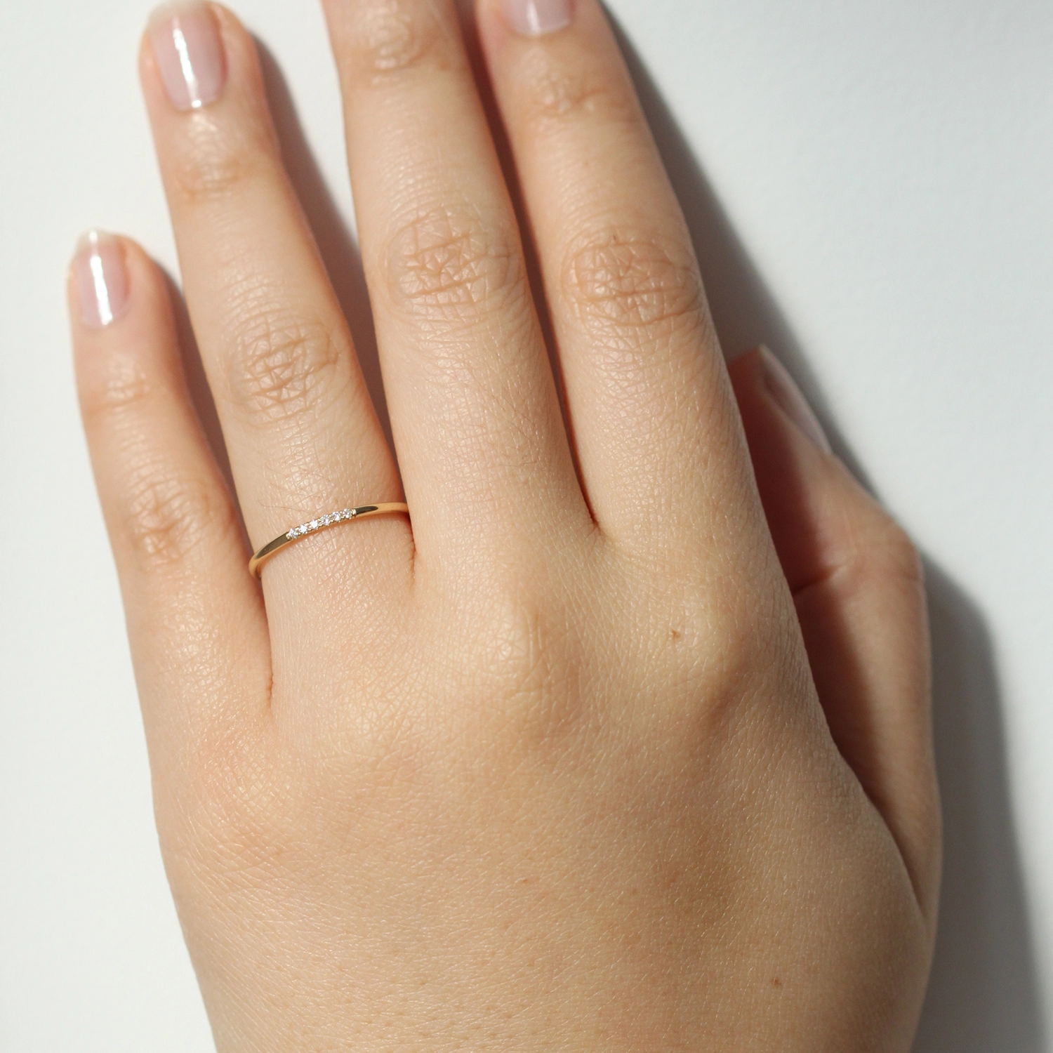Semi Pave Ring, White Diamond 