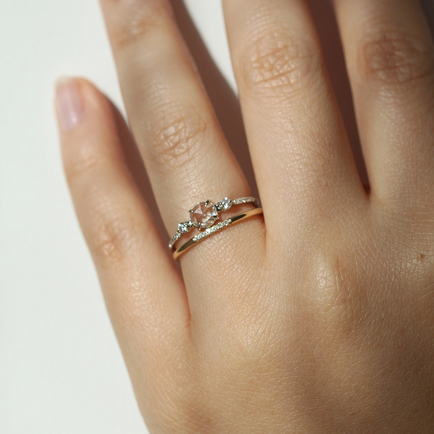 Semi Pave Ring, White Diamond