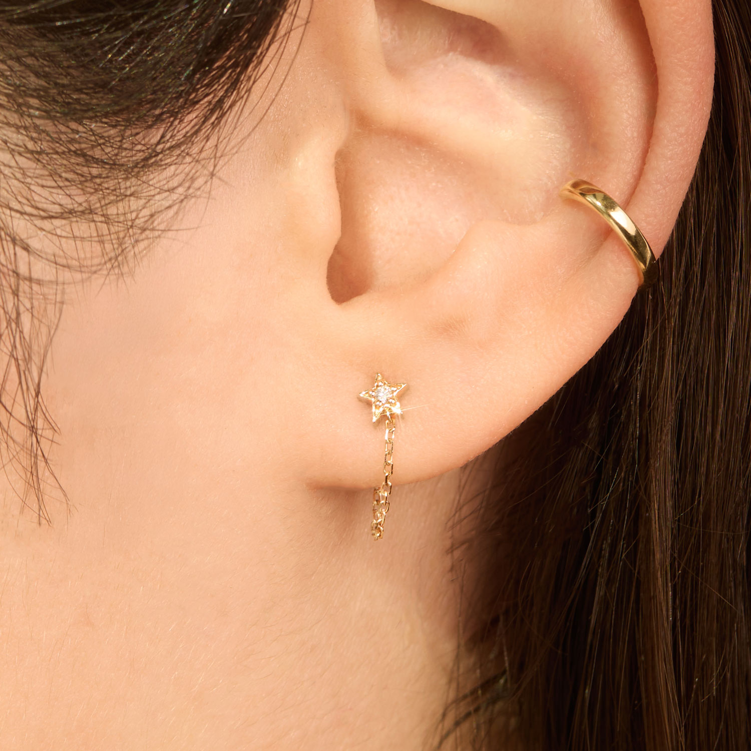 Nocturne Diamond Star Earring, Gold 