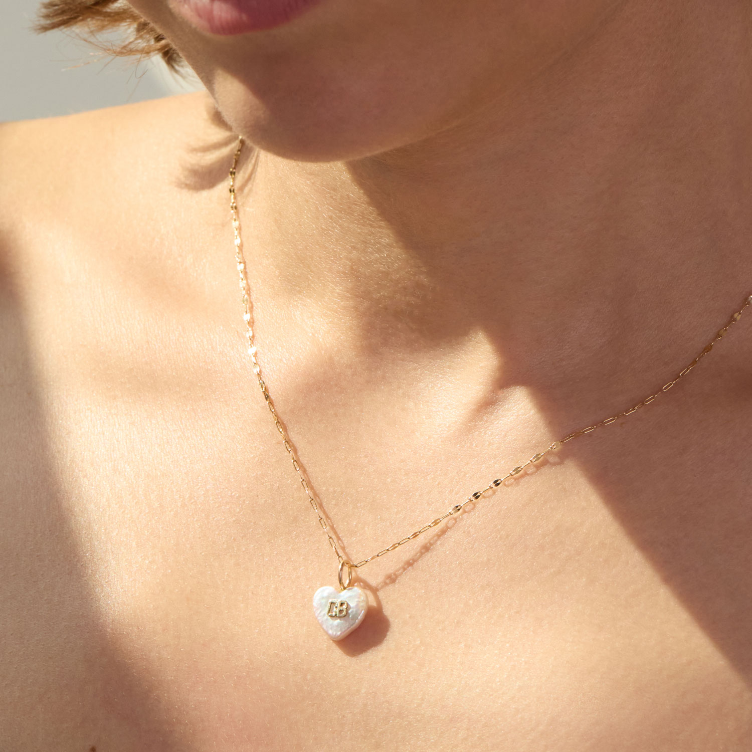 Personalized Pearl Heart Charm Sample, CB 
