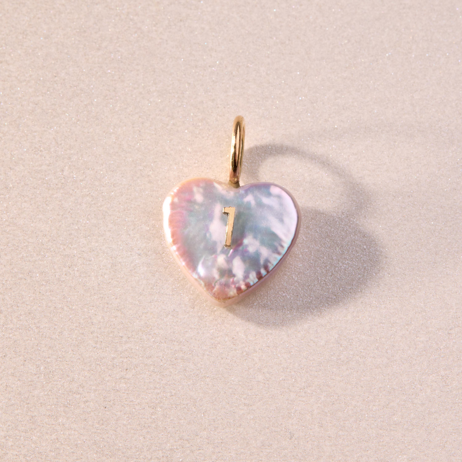 Personalized Pearl Heart Charm Sample, 1 