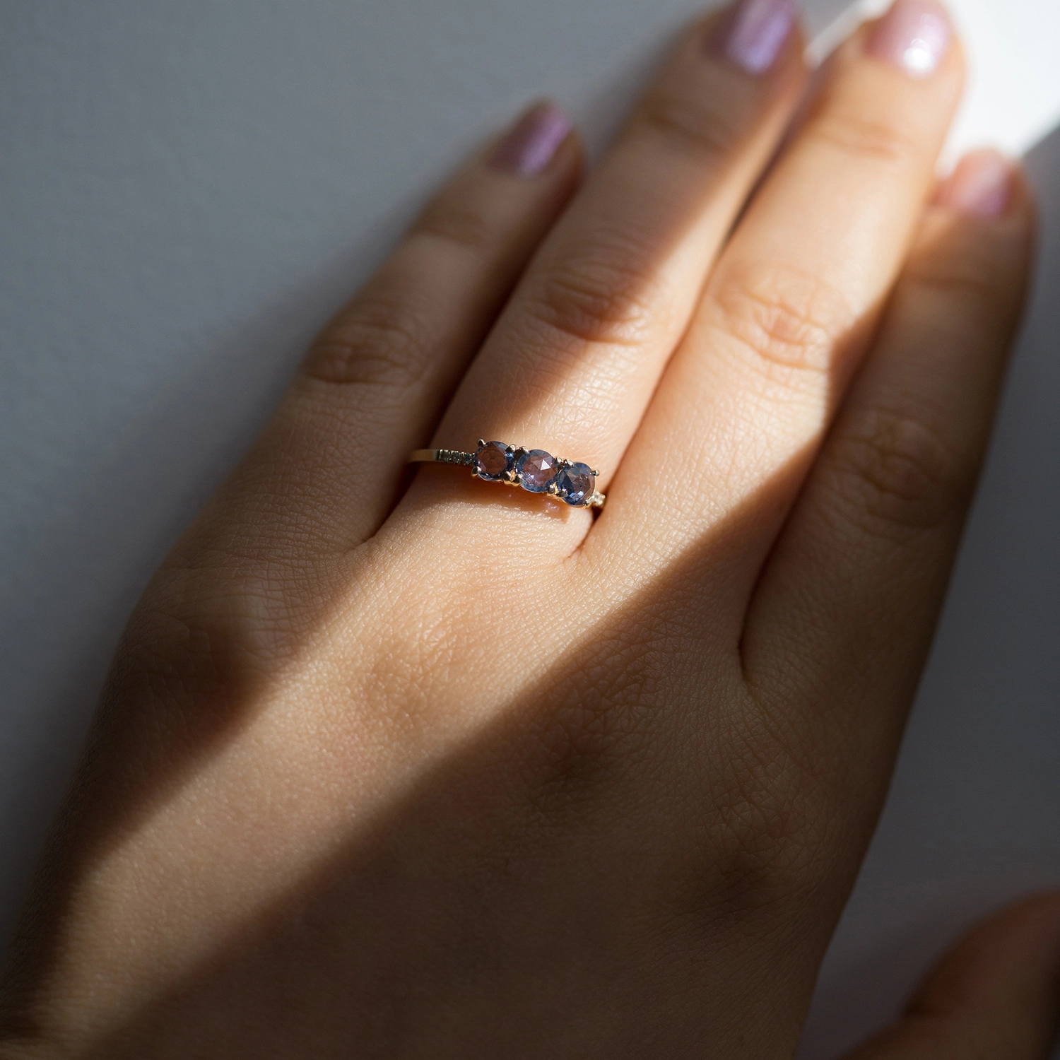 Painter's Blue Sapphire Ring with Diamonds 