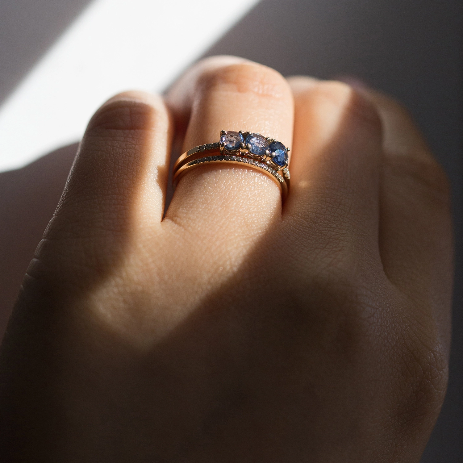 Painter's Blue Sapphire Ring with Diamonds