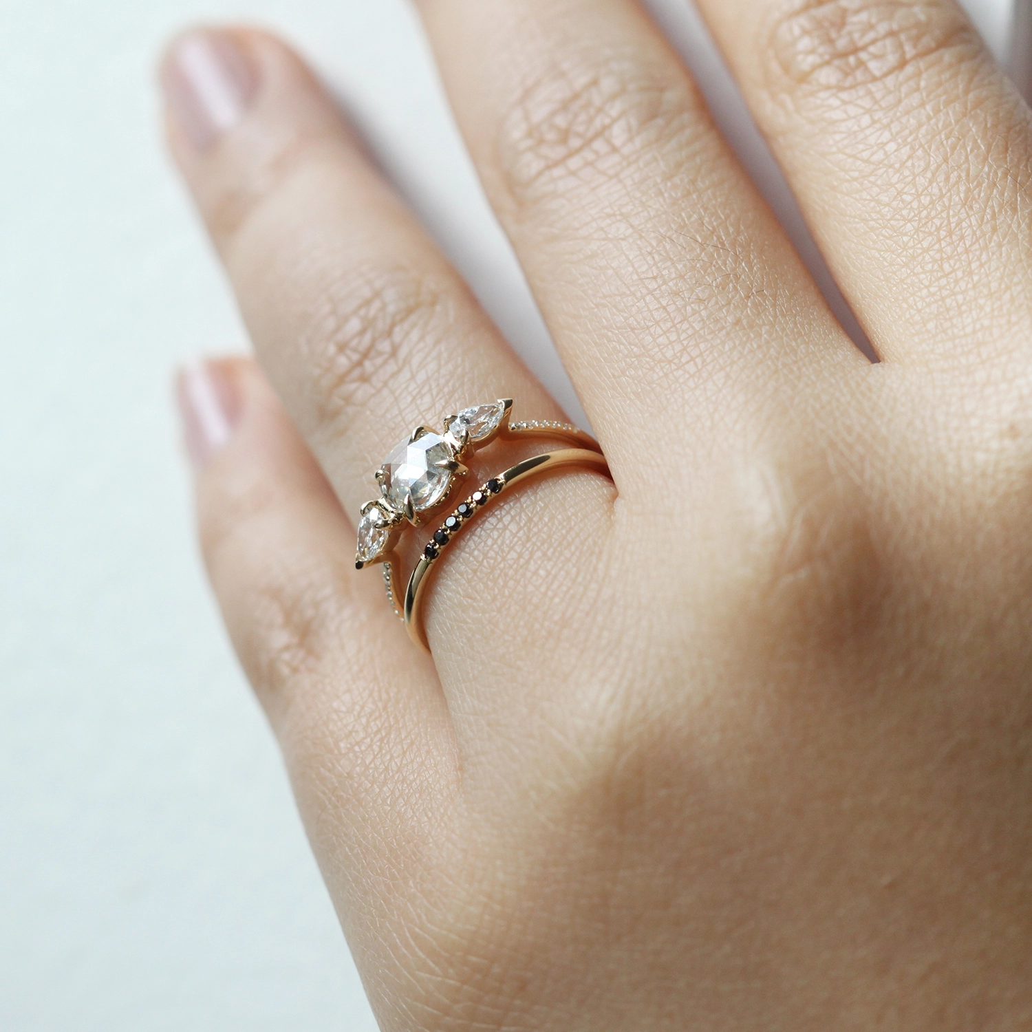 Semi Pave Ring, Black Diamond