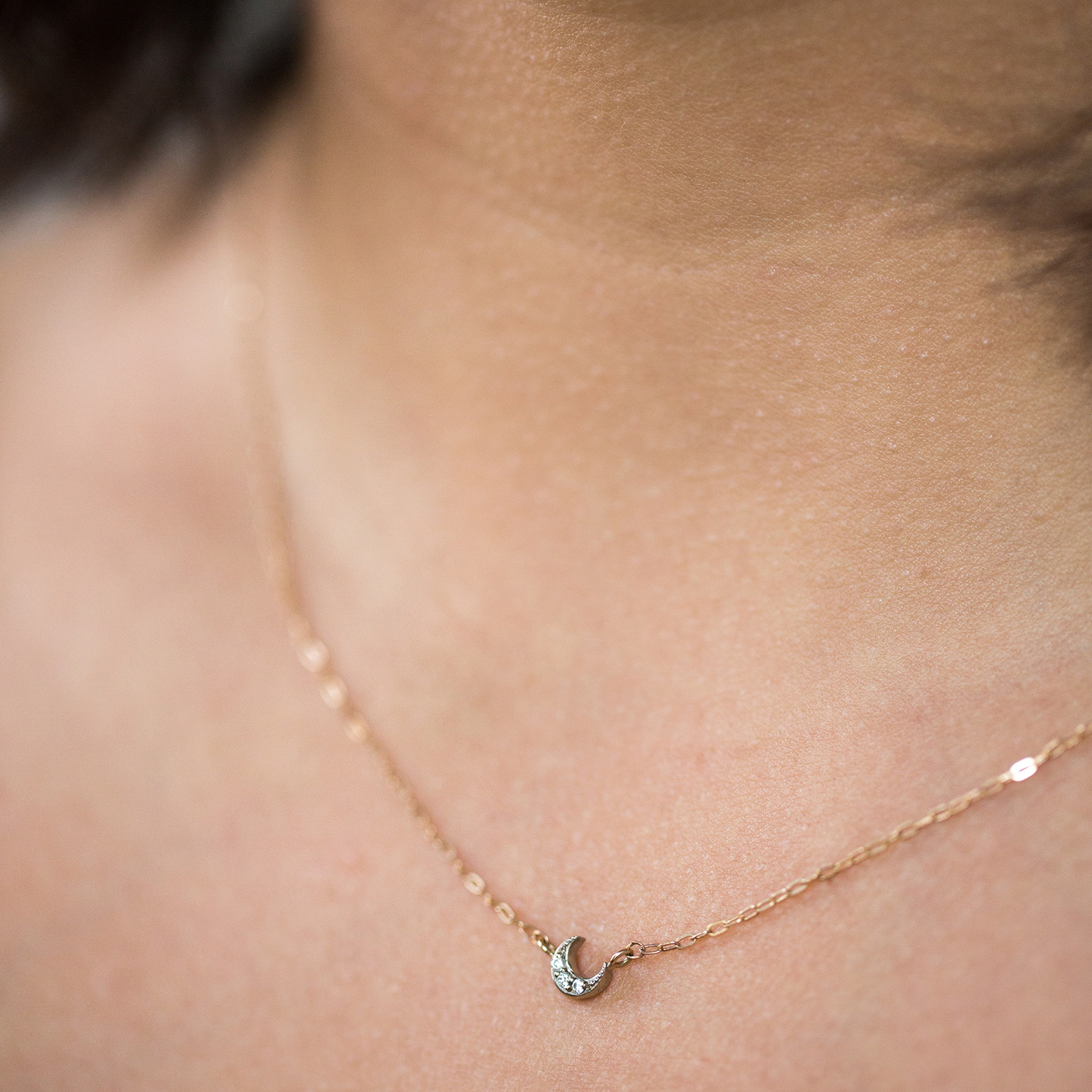 Tiny Crescent Moon Necklace 