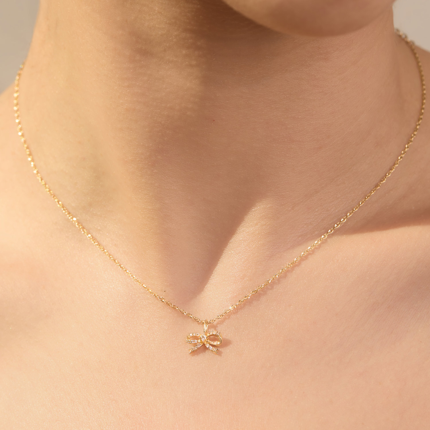 Lovesick Diamond Bow Gold Charm 