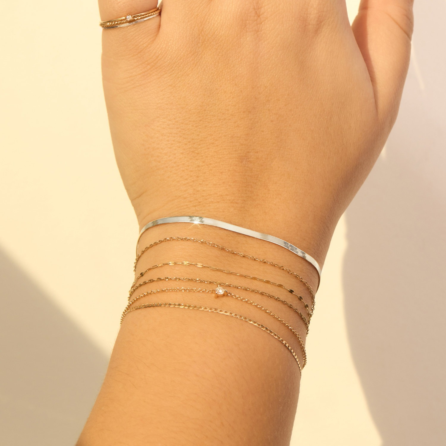 Spritz Herringbone Silver Bracelet