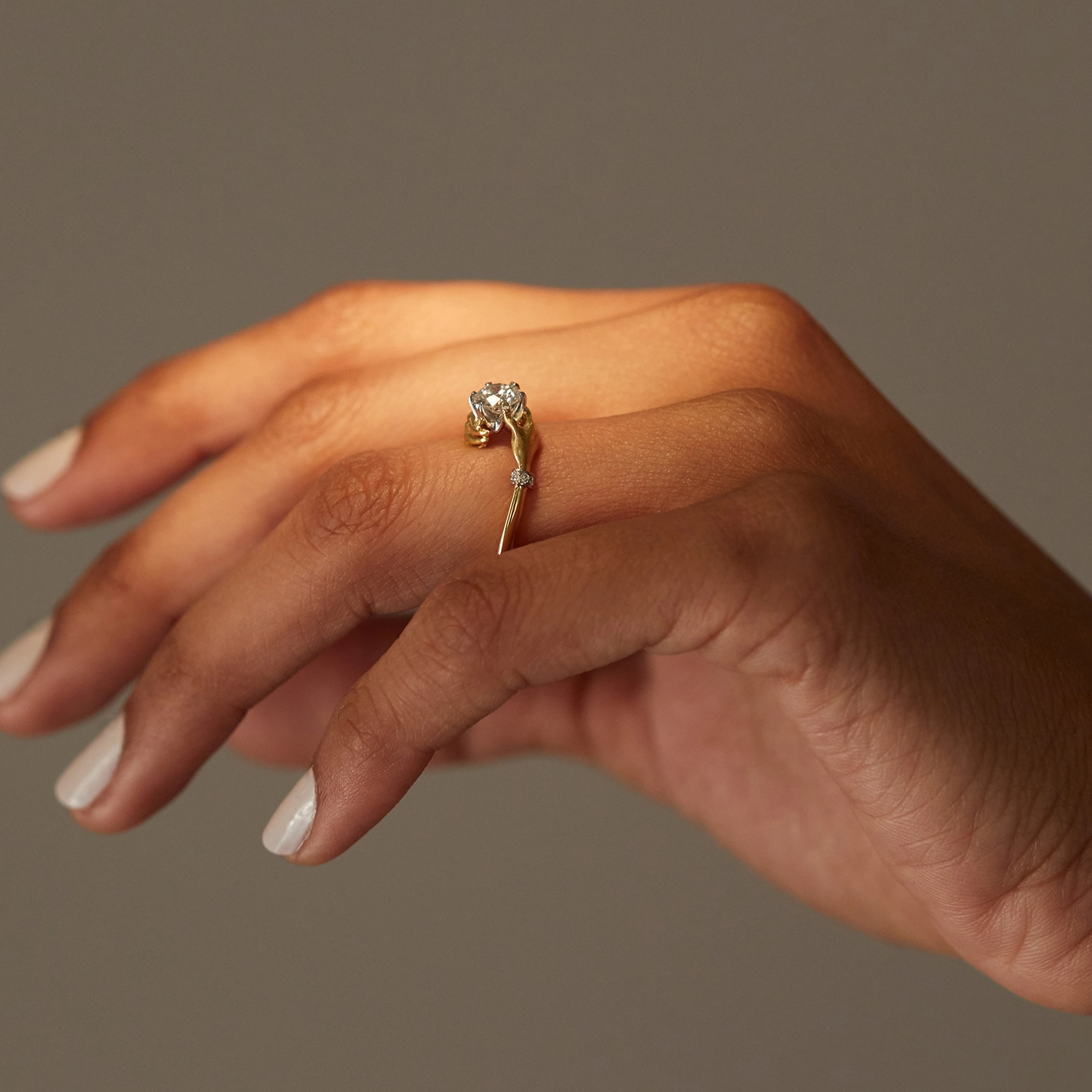 Cupping Hands Diamond Ring 