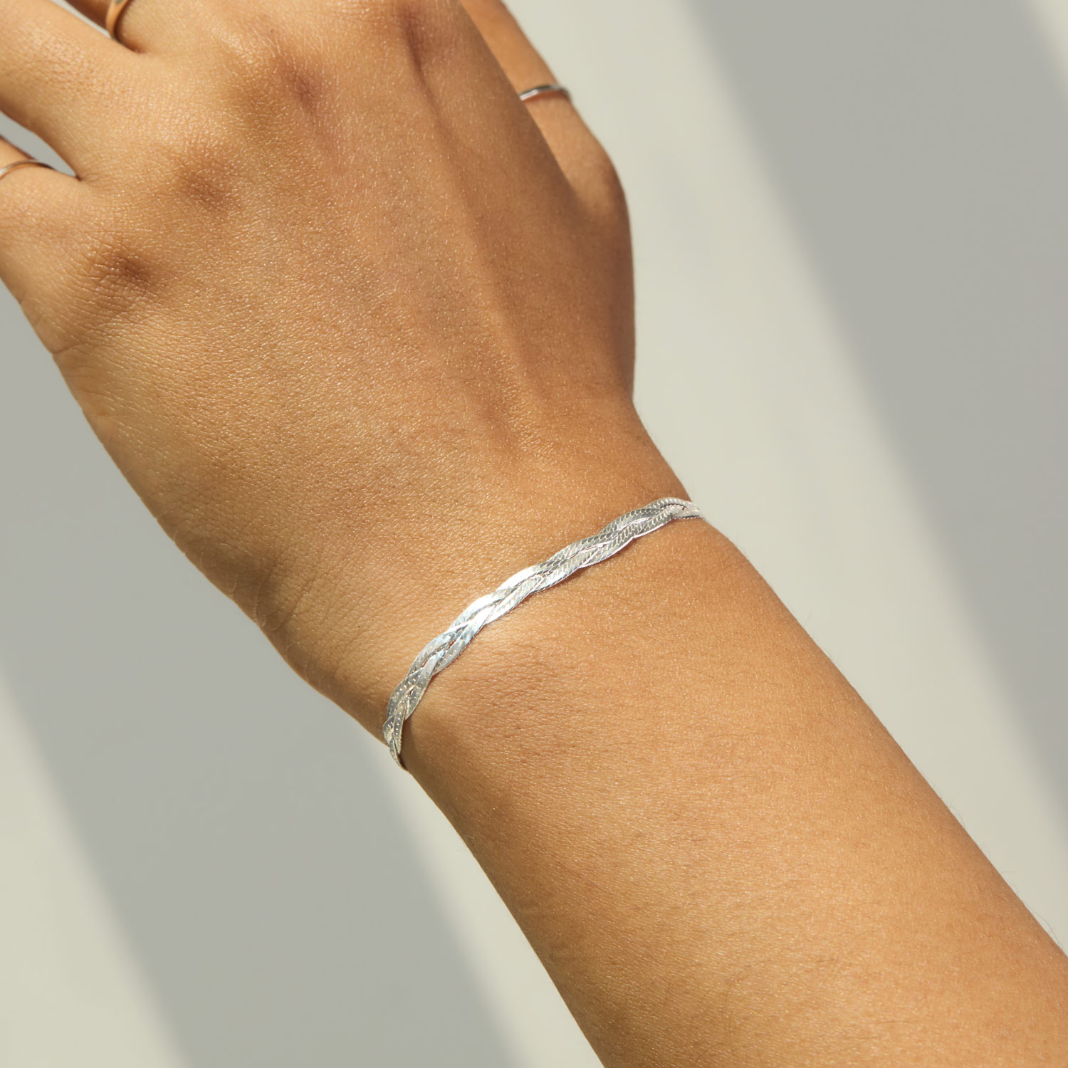 Entwined Braided Chain Bracelet, Silver 