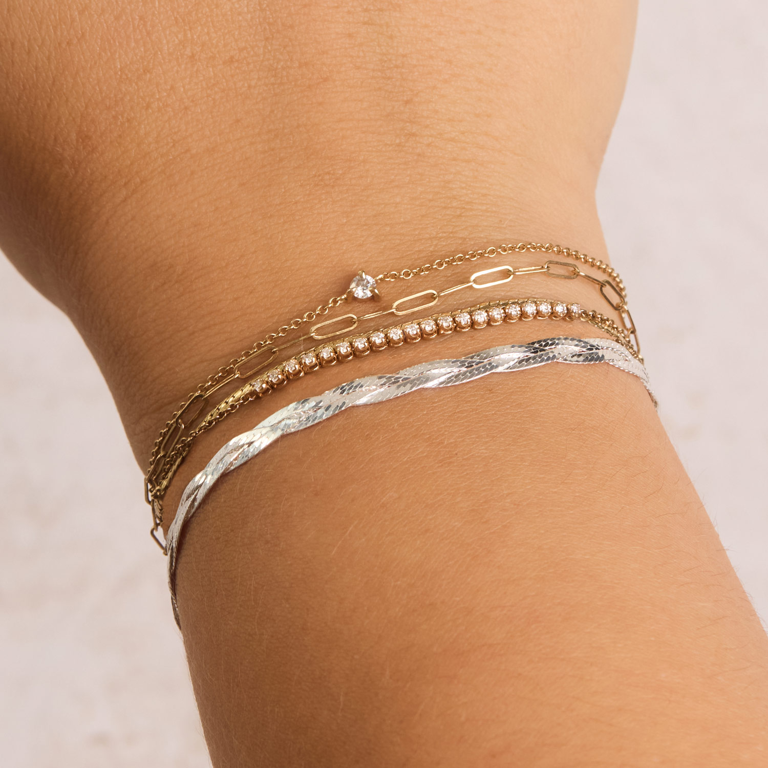 Entwined Braided Chain Bracelet, Silver