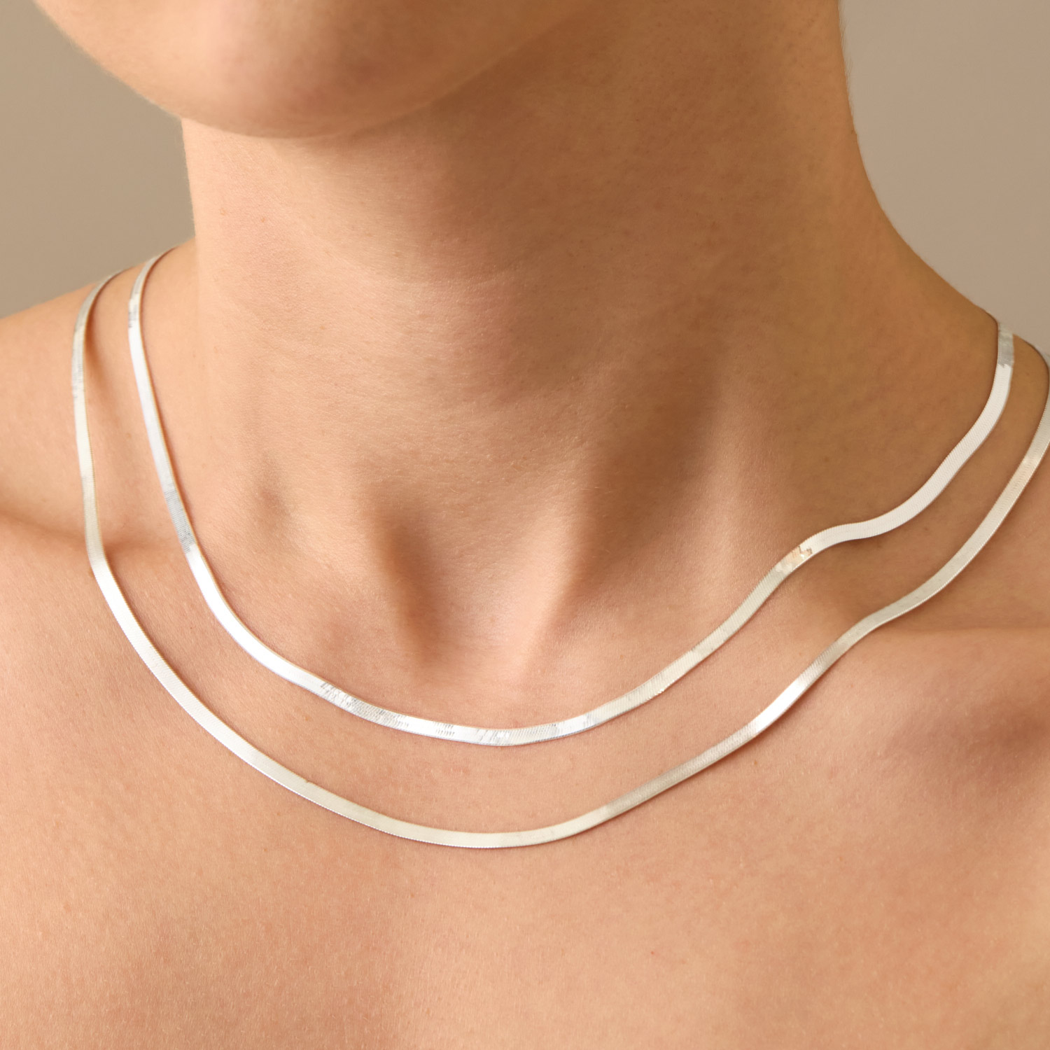 Spritz Herringbone Silver Chain 