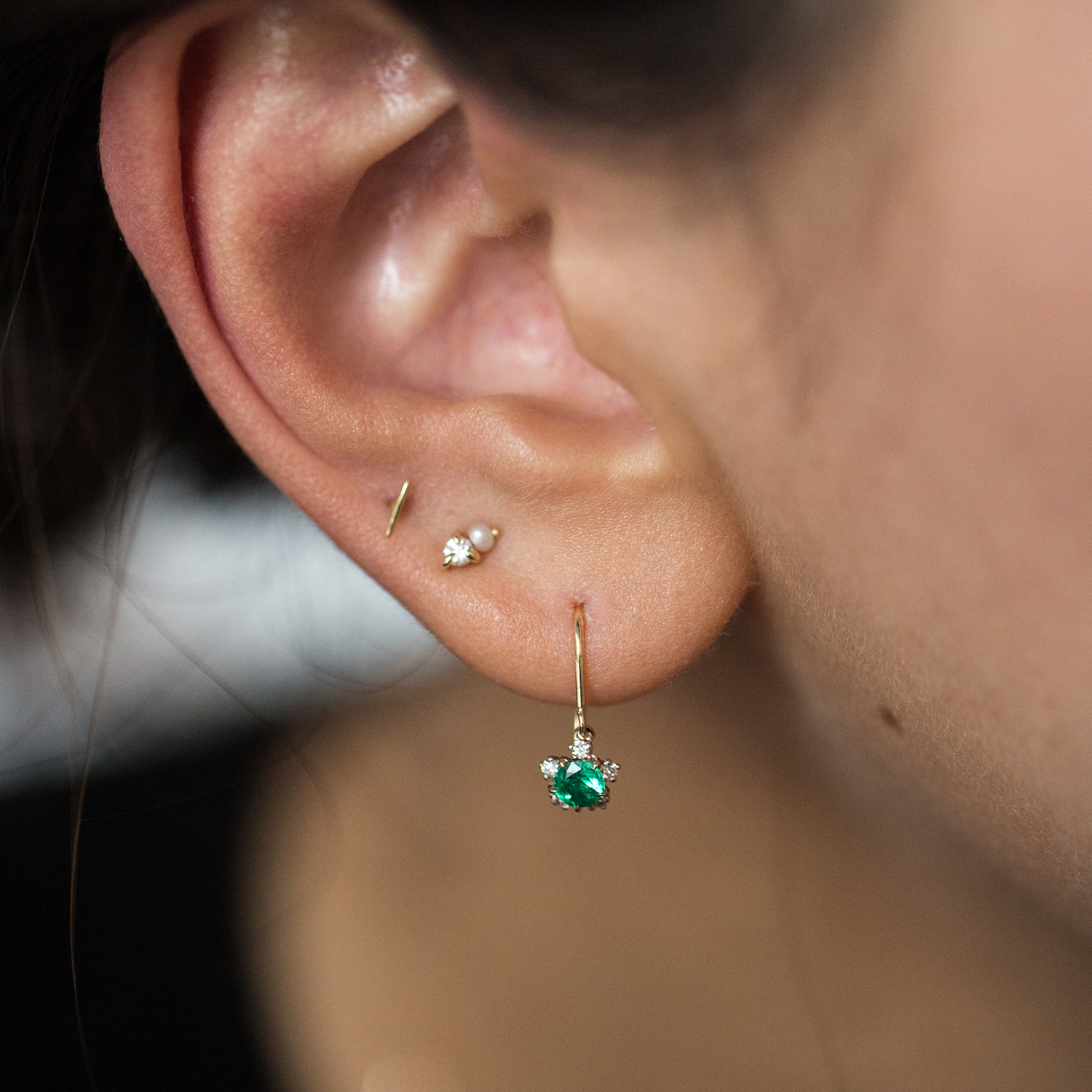 Emerald Snowflake Earrings (pair) 