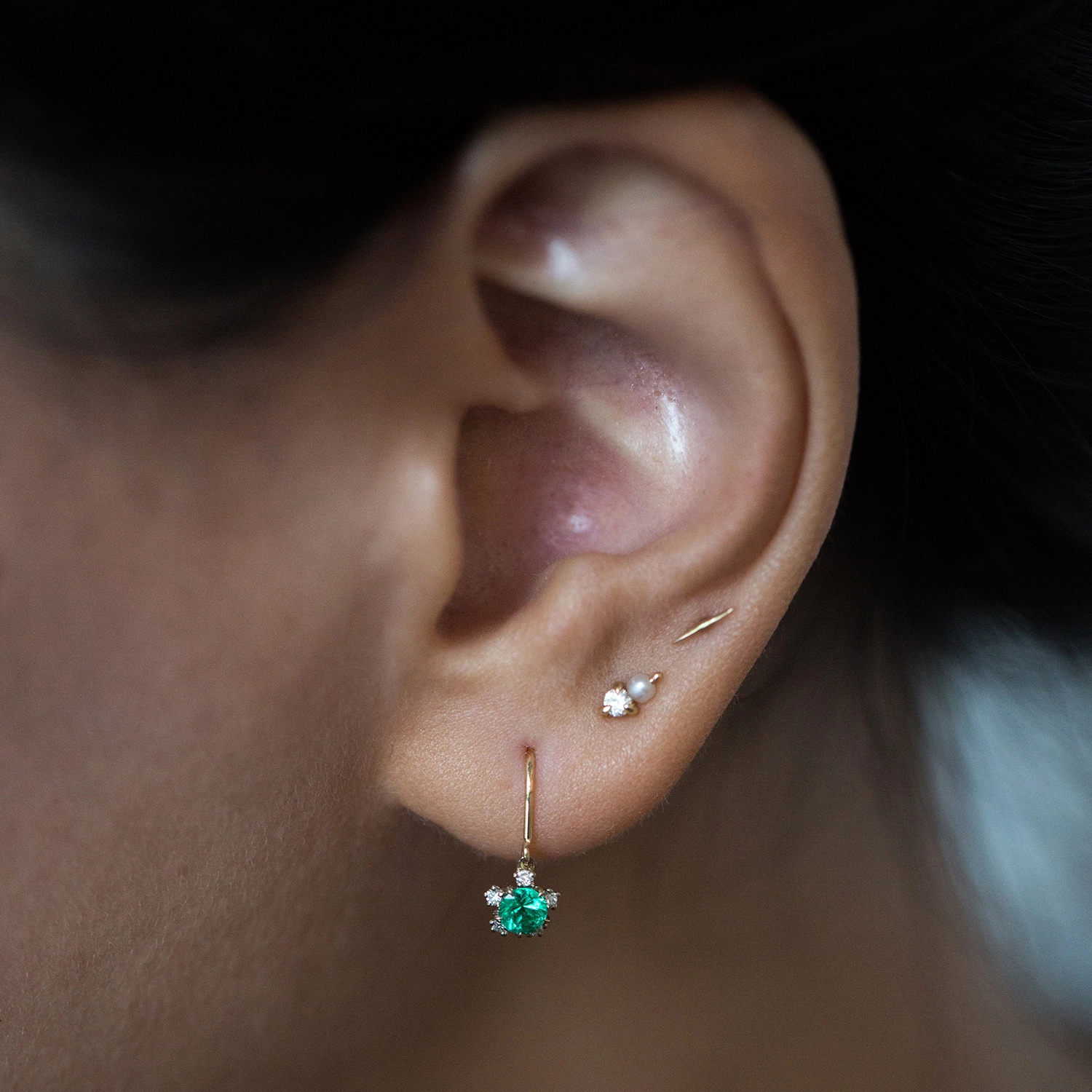 Emerald Snowflake Earrings (pair)