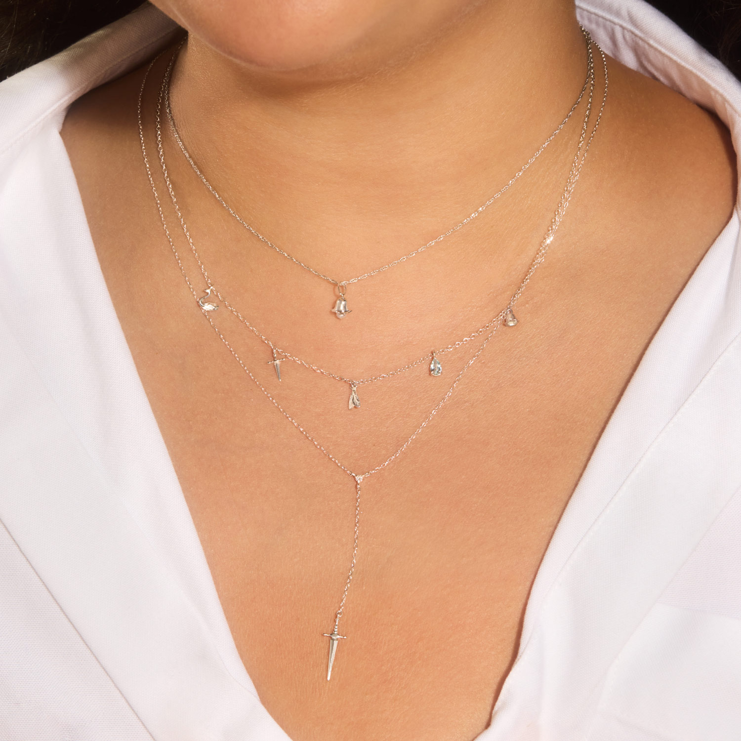 Charmed By You Five Charm Silver Necklace 