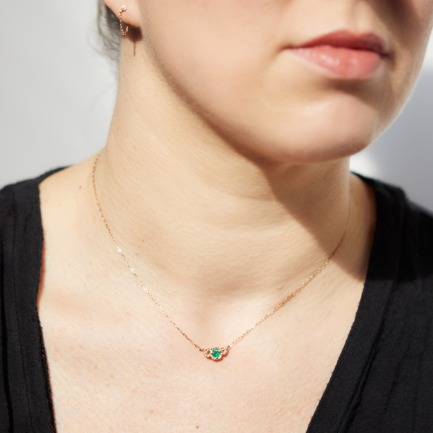 Emerald Diamond Twinkle Necklace 