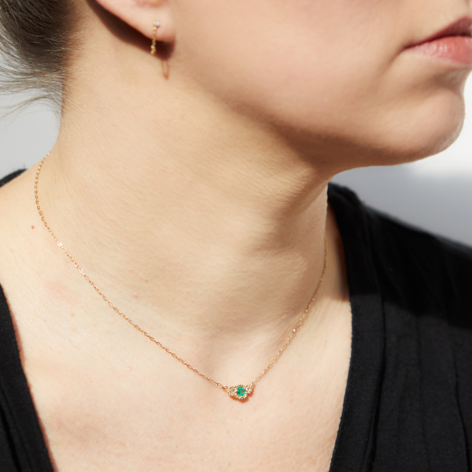 Emerald Diamond Twinkle Necklace