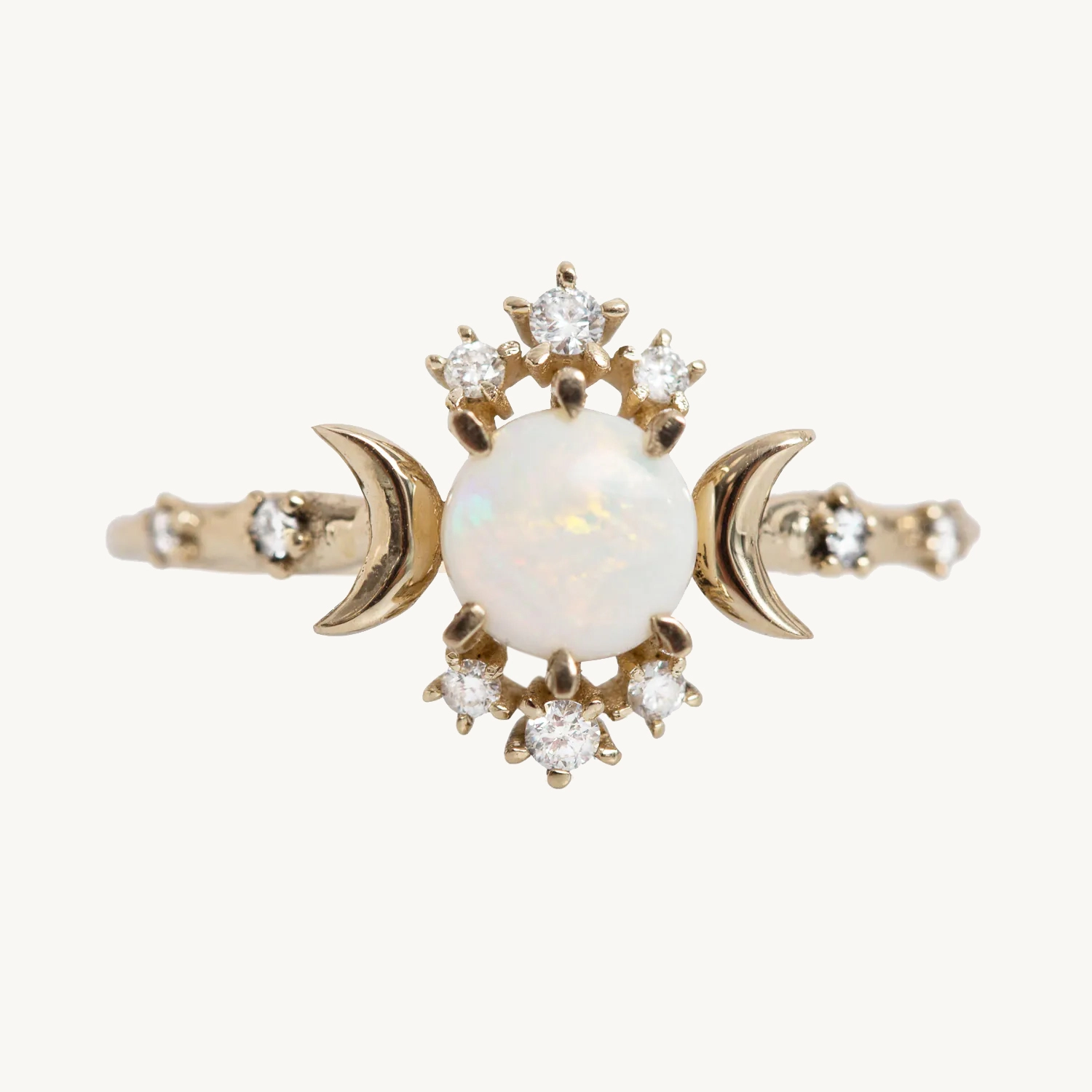 Wandering Star Opal Ring with Diamonds